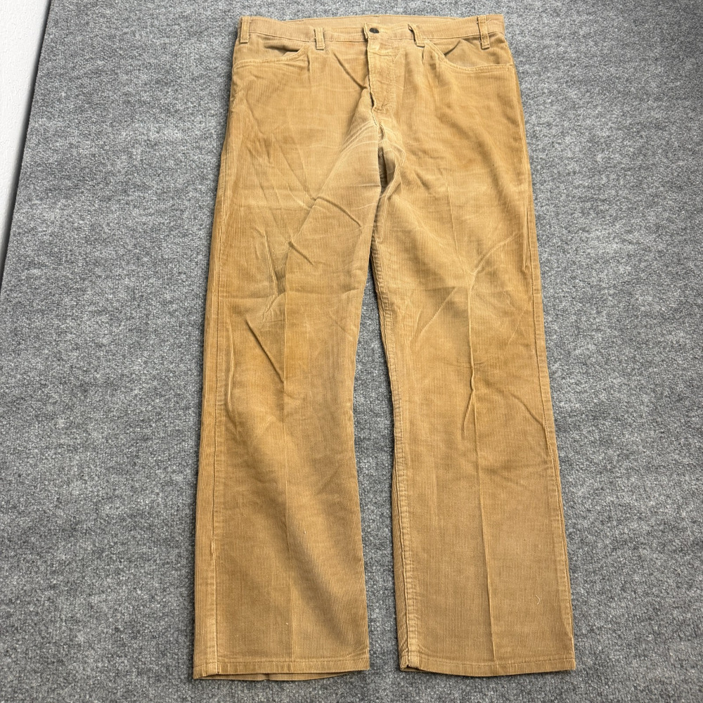 VTG 70S 80S Levi's White Tab Cord Pants Men's Tan Brown Straight Leg USA 34 30